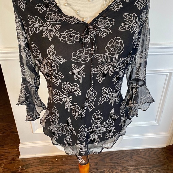 Stunning Silkland Hand Beaded Floral Blouse - Picture 2 of 7